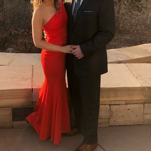 Red dress with slit. Worn once.